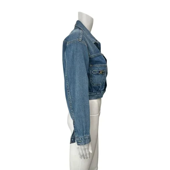 $298 Citizens of Humanity Blue Cotton Cropped Denim Alma Horsebit Jacket size XS - Picture 5 of 10